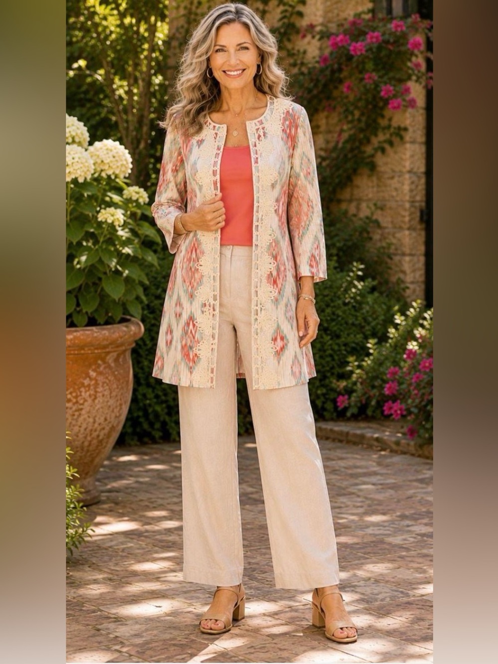 Chico's open-front jacket in a vibrant ikat-inspired print size 3 - xl NWT